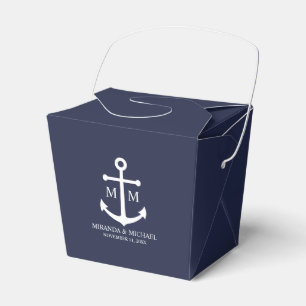 Nautical Navy Blue Anchor Wedding Favor Boxes
