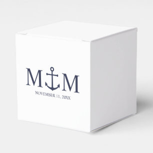 Nautical Navy Blue Anchor Wedding Favor Boxes