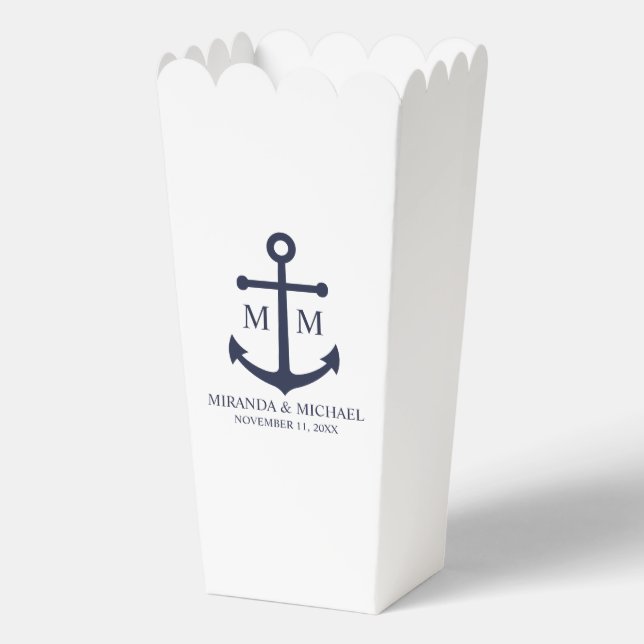 Nautical Navy Blue Anchor Wedding Favor Boxes (Front)