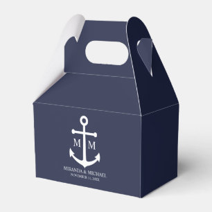 Nautical Navy Blue Anchor Wedding Favor Boxes