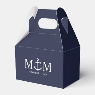 Nautical Navy Blue Anchor Wedding Favor Boxes