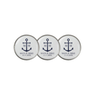 Nautical Navy Blue Anchor Wedding Golf Ball Marker