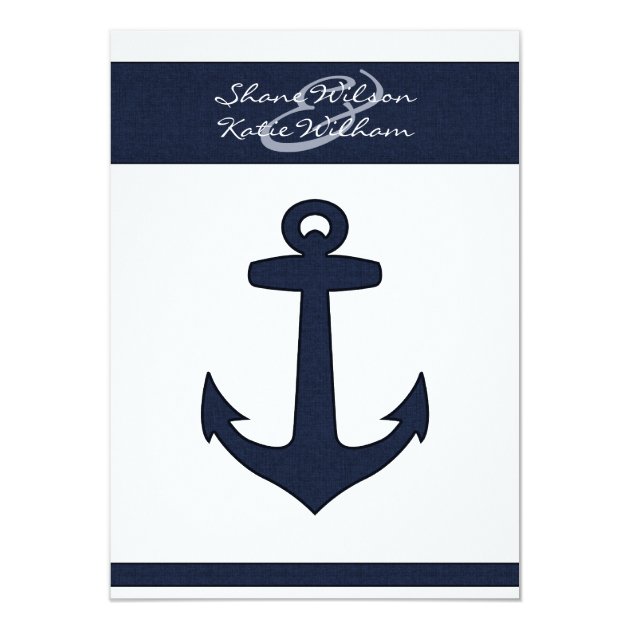 Nautical Navy Blue Anchor Wedding Invitation
