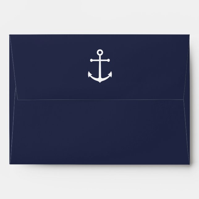Nautical Navy Blue Anchor Wedding Invitation Envelope (Back (Top Flap))