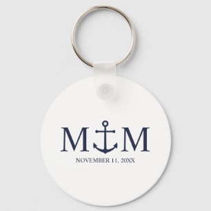 Nautical Navy Blue Anchor Wedding Keychain
