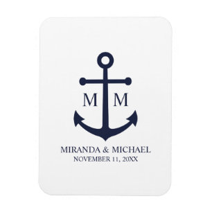 Nautical Navy Blue Anchor Wedding Magnet