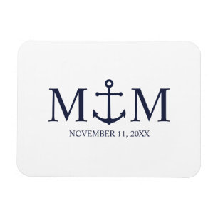 Nautical Navy Blue Anchor Wedding Magnet