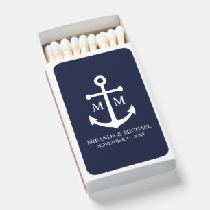 Nautical Navy Blue Anchor Wedding Matchboxes