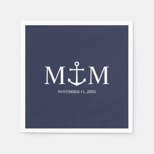 Nautical Navy Blue Anchor Wedding Napkins