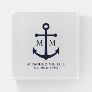 Nautical Navy Blue Anchor Wedding Paperweight