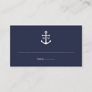 Nautical Navy Blue Anchor Wedding Place Card