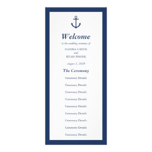 Nautical Navy Blue Anchor Wedding Program