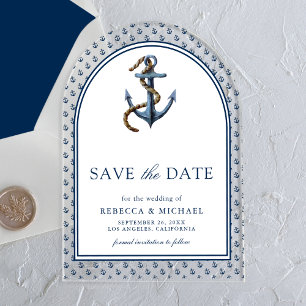 Nautical Navy Blue Anchor Wedding Save the Date