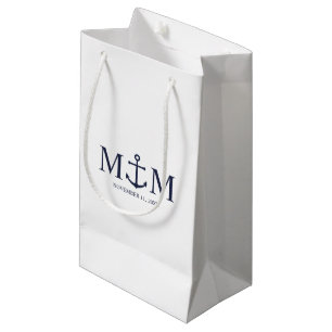 Nautical Navy Blue Anchor Wedding Small Gift Bag