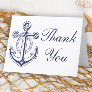 Nautical Navy Blue Anchor Wedding Thank You