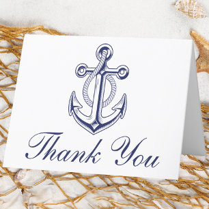 Nautical Navy Blue Anchor Wedding Thank You