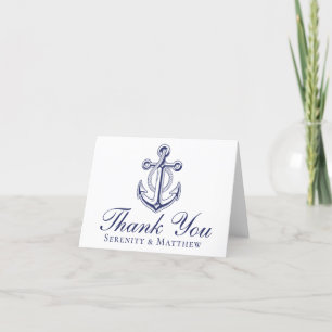 Nautical Navy Blue Anchor Wedding Thank You