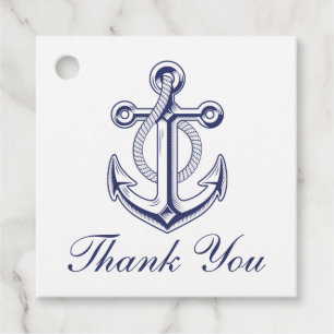 Nautical Navy Blue Anchor Wedding Thank You Favor Tags
