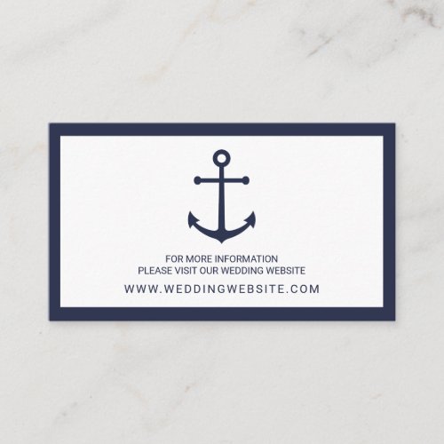 Nautical Navy Blue Anchor Wedding Website Card