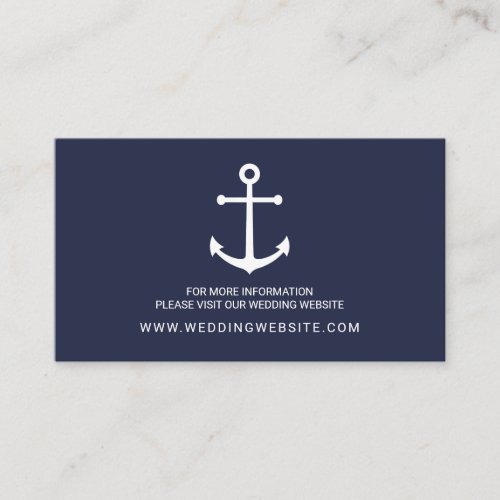 Nautical Navy Blue Anchor Wedding Website Card