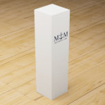 Nautical Navy Blue Anchor Wedding Wine Box<br><div class="desc">Add a stylish touch to your nautical wedding with this classic navy blue anchor wedding wine box. Designed with a navy blue anchor illustration, it features personalized bride and groom monogram and wedding date in a navy blue serif font on a white background. Perfect for nautical weddings, beach weddings and...</div>