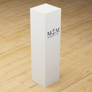 Nautical Navy Blue Anchor Wedding Wine Box
