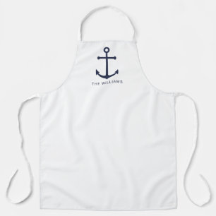 Nautical Navy Blue Anchor with Custom Name Apron
