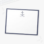 Nautical Navy Blue Anchor with Custom Name Notepad<br><div class="desc">Modern Minimalist Nautical Note Pad
featuring navy blue anchor with personalized name in navy blue modern sans serif font style on white blank space with navy blue border.</div>