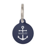Nautical Navy Blue Anchor with Custom Name Pet ID Tag
