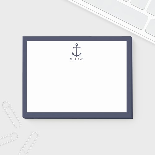 Nautical Navy Blue Anchor with Custom Name Post_it Notes