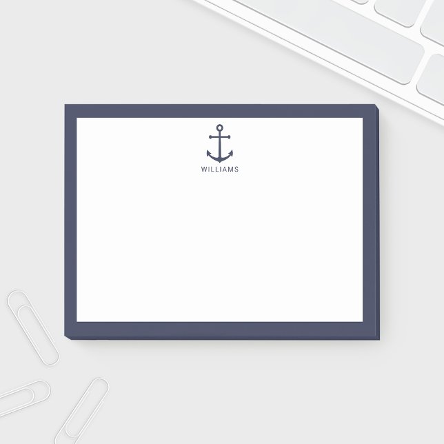 Nautical Navy Blue Anchor with Custom Name Post-it Notes (Creator Uploaded)