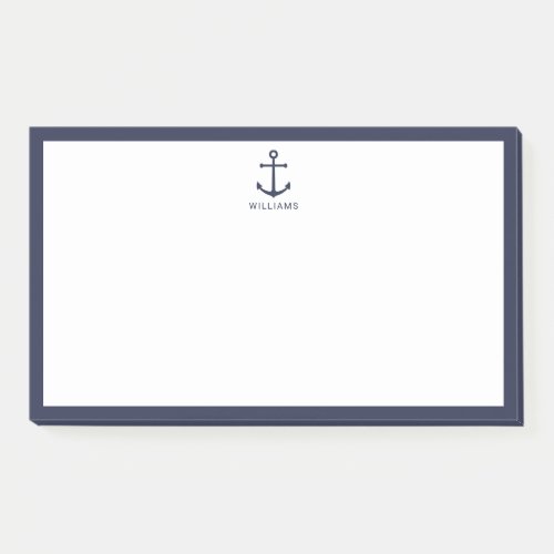 Nautical Navy Blue Anchor with Custom Name Post_it Notes