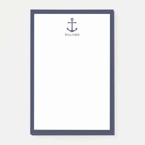 Nautical Navy Blue Anchor with Custom Name Post_it Notes