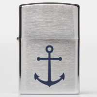 Nautical Navy Blue Anchor Zippo Lighter
