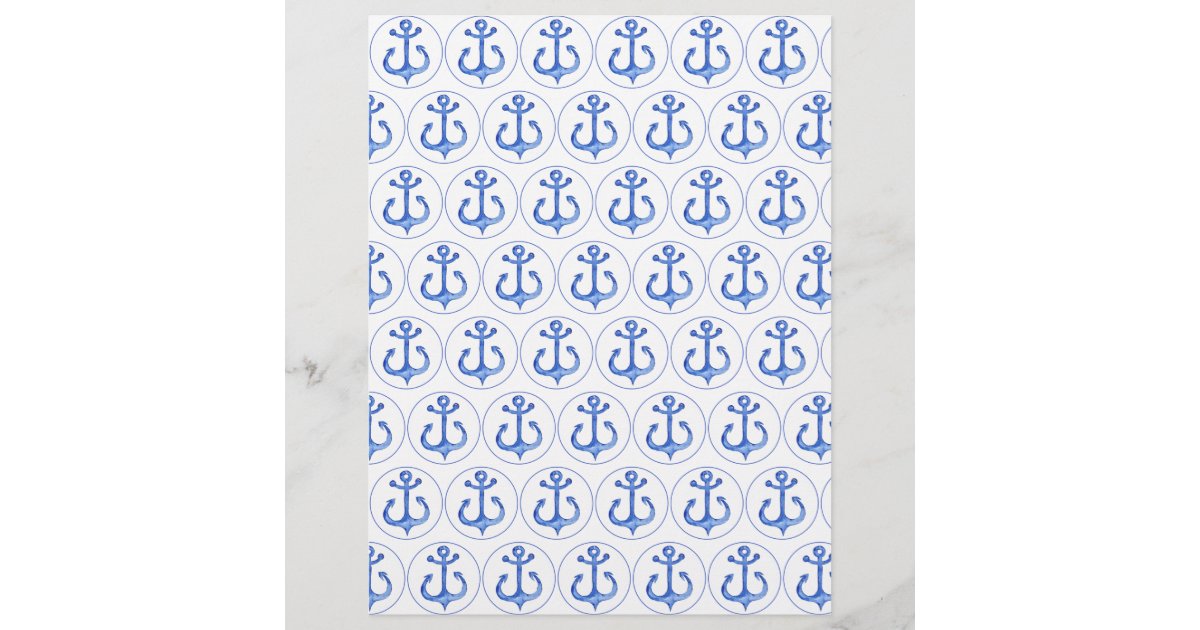 Nautical Navy Blue Anchors Scrapbook Paper | Zazzle.com