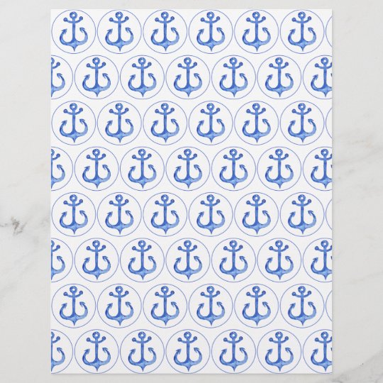 Nautical Navy Blue Anchors Scrapbook Paper | Zazzle.com