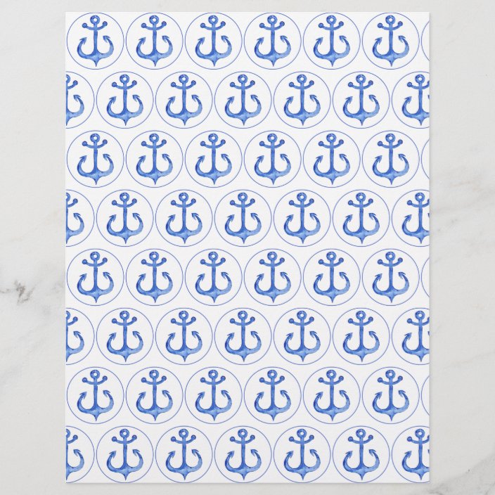 Nautical Navy Blue Anchors Scrapbook Paper | Zazzle.com