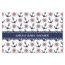 Nautical Navy Blue and red Anchor rudder pattern Tissue Paper