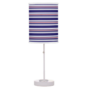 Nautical Navy Blue and Red Stripes Pattern Table Lamp