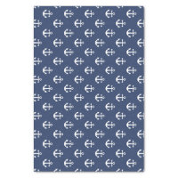 Navy Blue and White Anchors Nautical Pattern Tissue Paper
