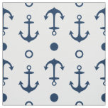 Nautical Navy Blue and White Anchors Pattern Fabric