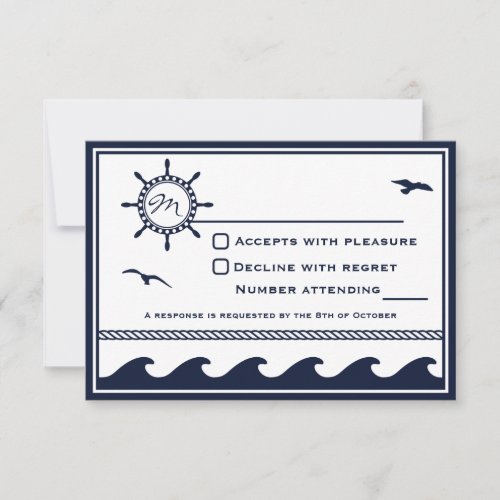 Nautical navy blue and white RSVP