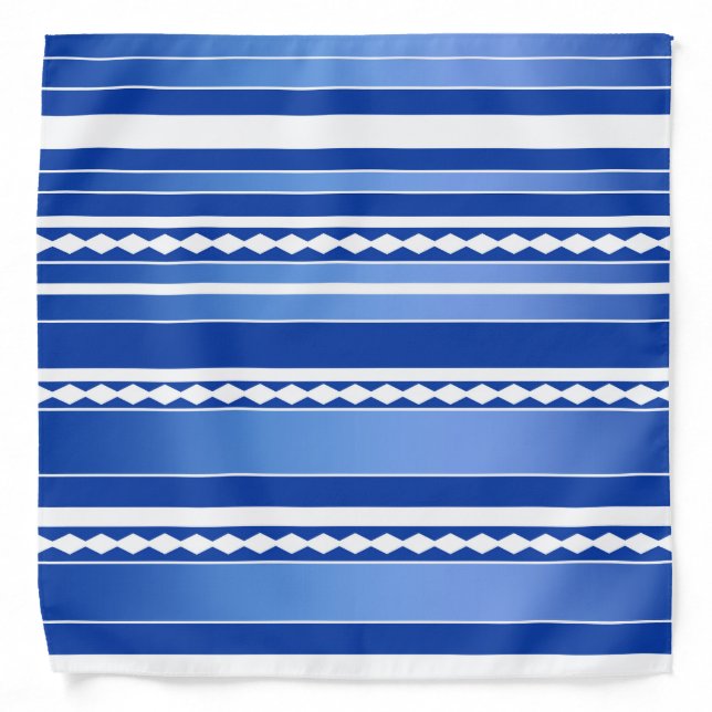 Nautical Navy Blue and White Striped Bandana (Front)