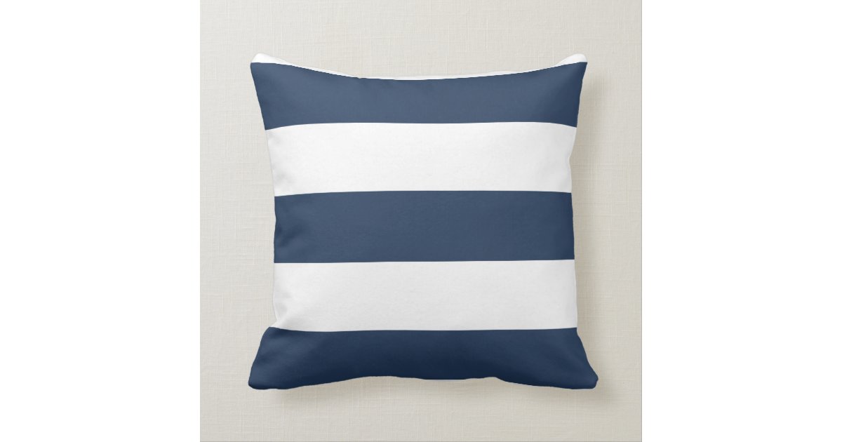 Nautical Navy Blue and White Striped Pillow Zazzle
