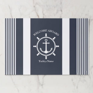 Nautical Navy blue and white striped with Anchor Paper Pad