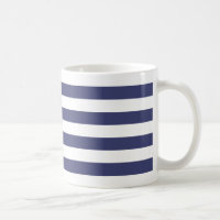 Nautical Navy Blue and White Stripes Coffee Mug