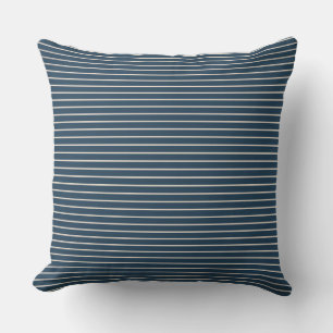 Nautical Navy Blue and White Stripes Design Throw Pillow
