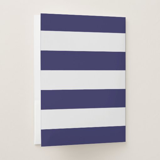 Nautical Navy Blue and White Stripes Pocket Folder | Zazzle