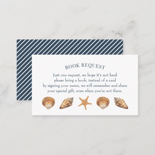 Nautical Navy Blue Baby Shower Book Request Card