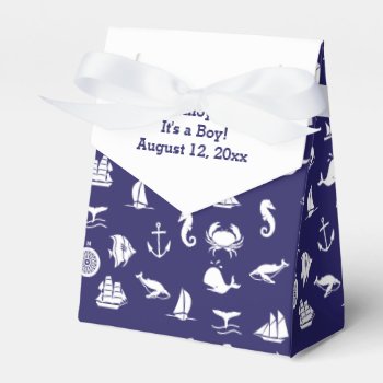 Nautical Navy Blue Baby Shower Favor Boxes by coastal_life at Zazzle